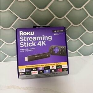 Roku Streaming Stick 4K with Black and Purple Remote